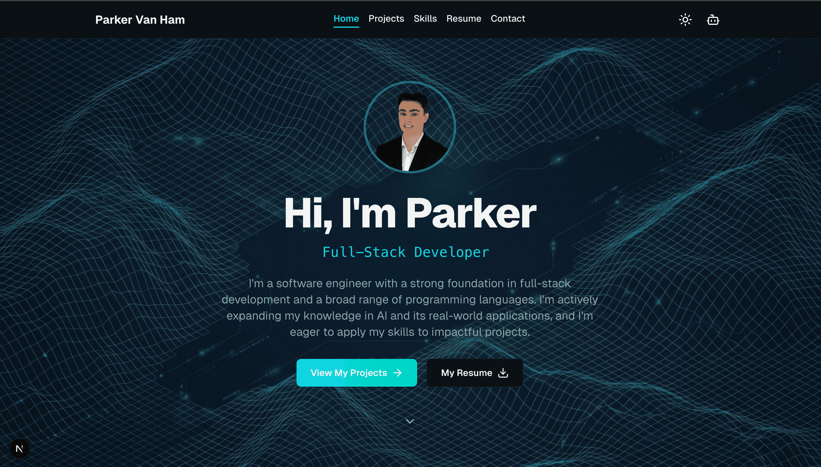 A screenshot of this portfolio website