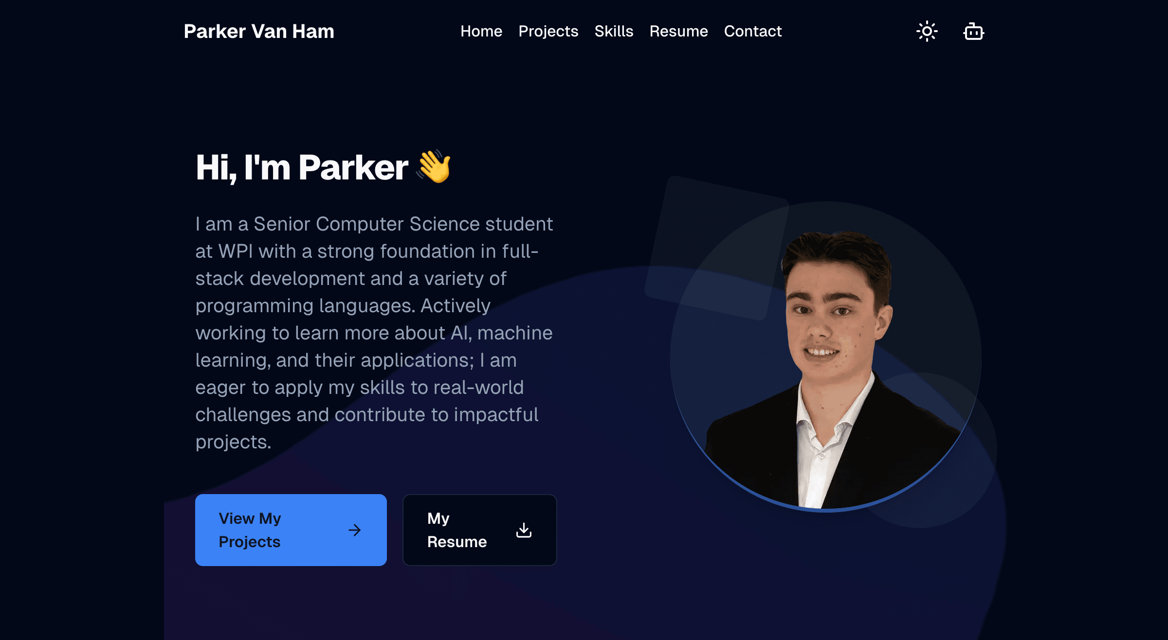 A screenshot of this portfolio website